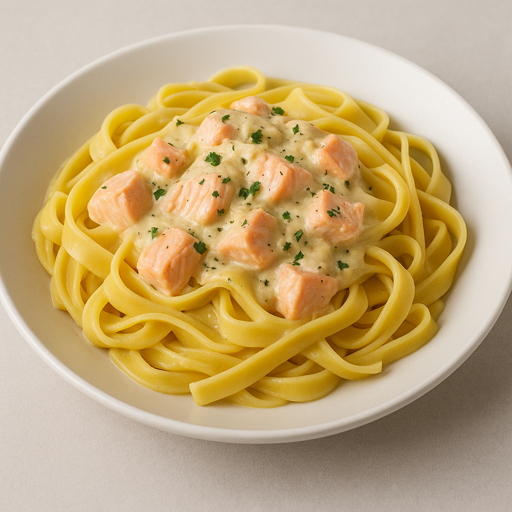 Tagliatelle with salmon and creamy sauce